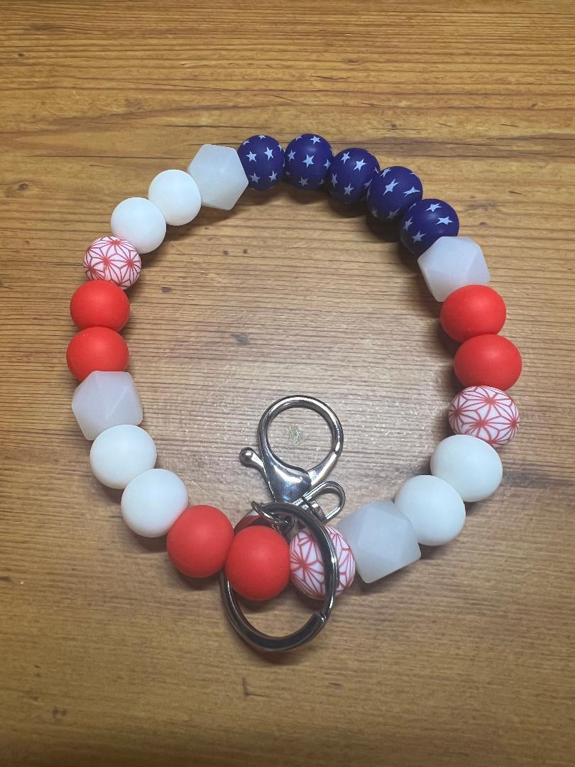 Red, White & Blue Keyring Wristlets